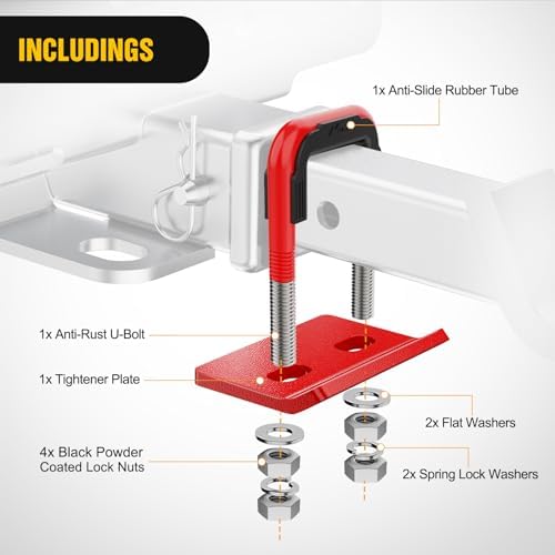 Nilight Trailer Hitch Tightener Anti-Rattle Red U-Bolt - Image 4