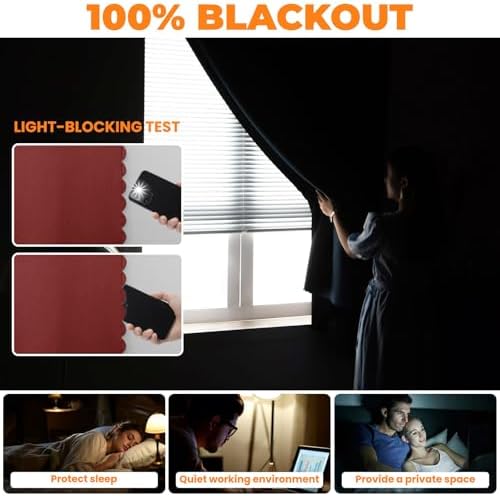 JILRON Adhesive Curtain 100% Blackout No-Drill Easy Install - Image 3