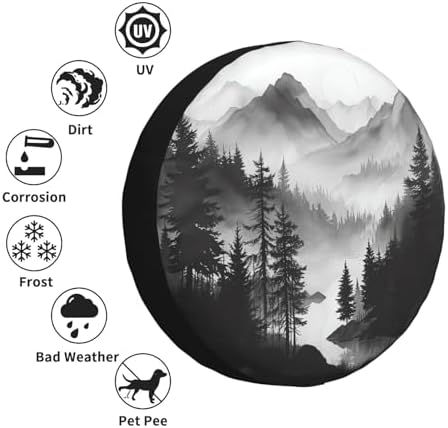 Spare Tire Cover Mountain Lake Tree Landscape Wheel Covers Weatherproof - Image 4