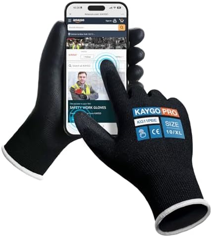 KAYGO Safety Work Gloves, PU Coated, 2-Finger Touchscreen by KAYGO