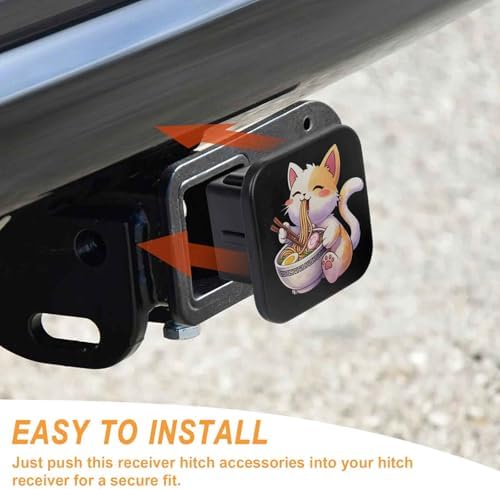 2 Inch Cute Cat Ramen Trailer Hitch Cover Rubber Receiver Tube Plug Cap - Image 4