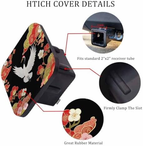 Crane Trailer Hitch Covers Japanese Cranes Heron Birds Floral Branch Heavy Duty - Image 3