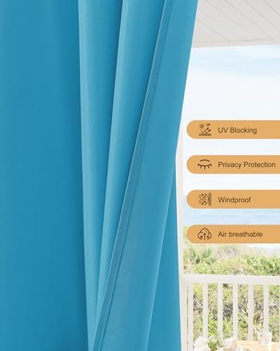 Outdoor Curtains for Patio Waterproof Rod Pocket 4 Pcs 54x84 Inch Teal - Image 4