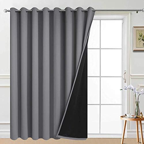 Yakamok Grey 100% Blackout Patio Door Curtain Panels W100 x L96, 1 Panel by Yakamok