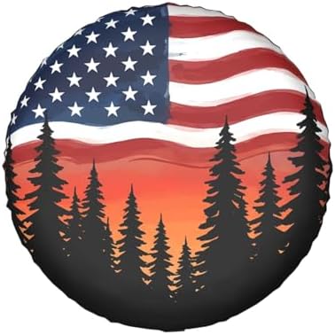 American Flag Forest Sunset Spare Tire Cover - Image 2
