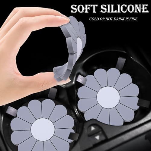 2-Pack Car Cup Holder Coaster Inserts, Daisy Shape, 2.75 Inch Non-Slip Silicone - Image 4