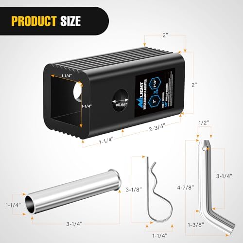 Nilight 2" to 1-1/4" Hitch Receiver Adapter Aluminum Towing Extender | Sleeve - Image 2