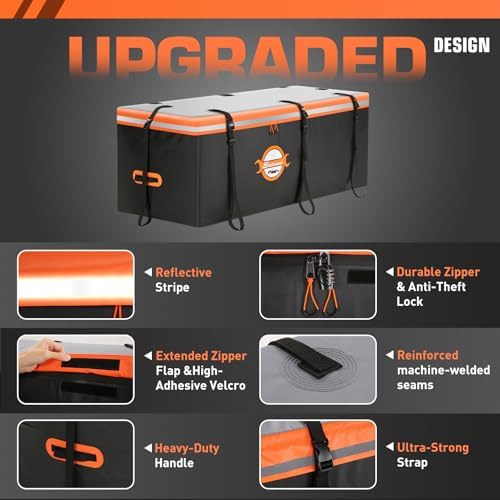 Sailnovo 20 Cu Ft Hitch Cargo Carrier Soft Shell Bag, Waterproof PVC - Image 2