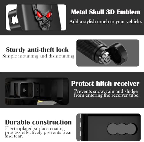 OGYE Metal Skull 3D Emblem Hitch Cover Fits 2" Receivers - Image 3