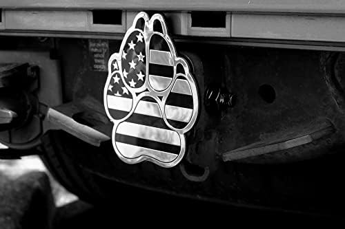 K9 Dog Paw Print Black Flag Metal Hitch Cover - Image 4