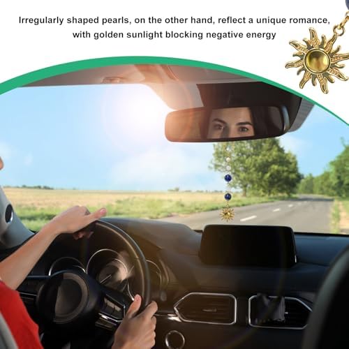 Sun Hanging Car Charm, Rear View Mirror Cute Boho Dangling Sun Car Decor - Image 6