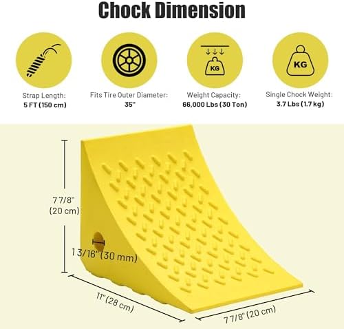 Yescom Truck Wheel Chocks with 5ft Rope - Image 4