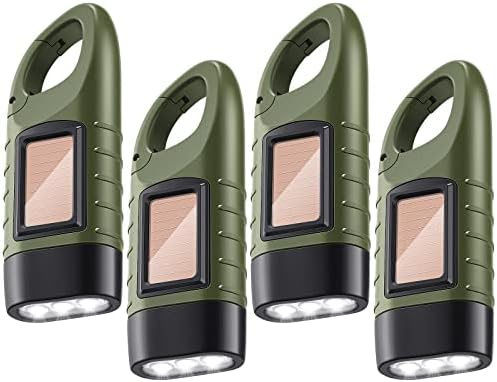 Oudain 4 Pack Hand Crank Solar Powered LED Flashlight by Oudain