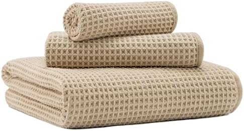MICROFI Microfiber Waffle Bath Towels, 3 Pieces, Fast Drying, Lint Free by Unknown