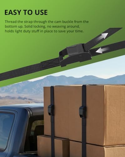 Lashing Straps with Buckles, 0.75'' x 48'' Tie Down Straps Ratchet - Image 3