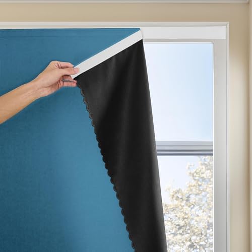 JILRON Adhesive Curtain 100% Blackout No-Drill Easy Install by JILRON