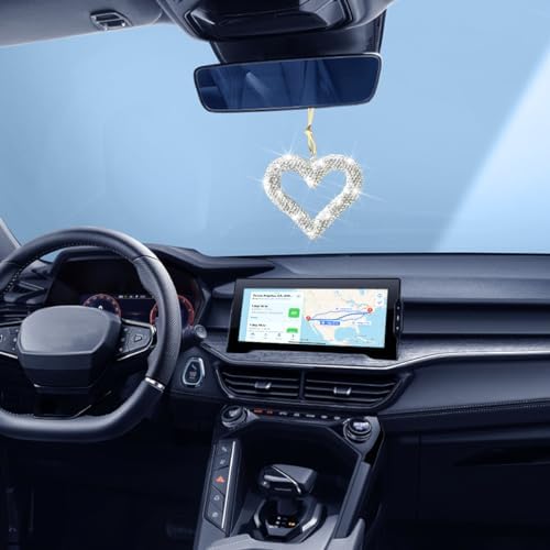 Mandark Crystal Rhinestone Heart Rearview Mirror Pendant - Image 4