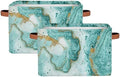 2Pack Turquoise Marble Texture Large Collapsible Storage Bins, Teal Marble by GzLeyigouHomeKitchen