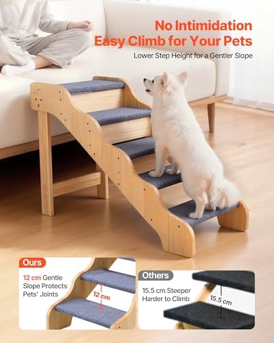 VEVOR Wood Pet Stairs, 5-Step Dog Stairs - Image 2