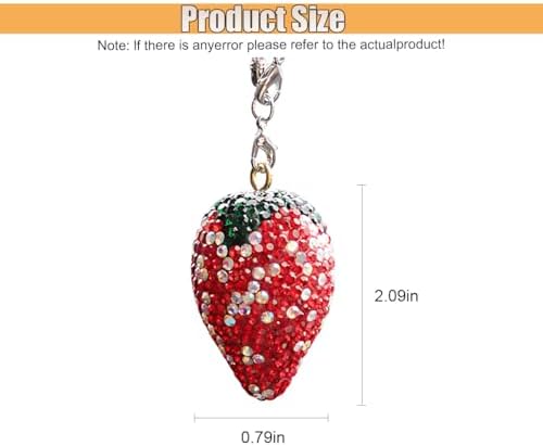 Bling Strawberry Car Rear View Mirror Charm, Sparkly Rhinestones Automotive - Image 2