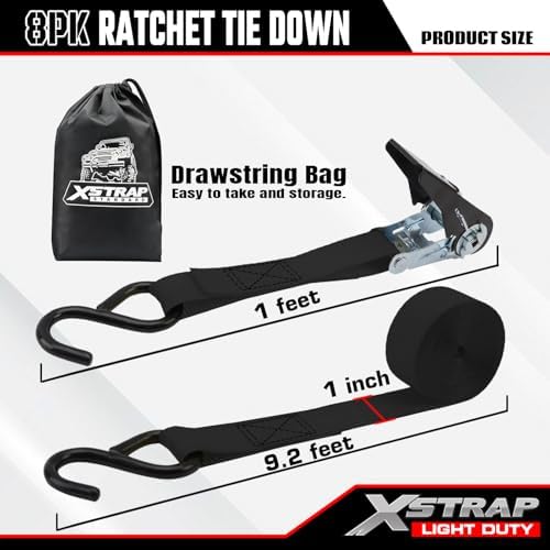 XSTRAP STANDARD 8-PK Ratchet Tie Down Straps - Image 6