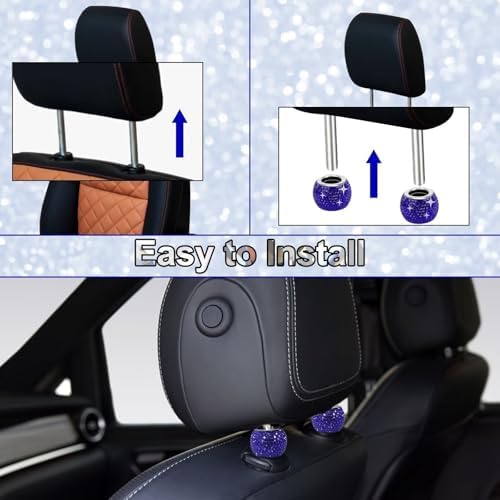BFXM 4 Pcs Car Headrest Collars, Bling Head Rest Collars Rings Decoration - Image 5