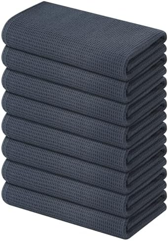 Homaxy 100% Cotton Waffle Weave Kitchen Towels, 8 Pack, Dark Grey by Homaxy