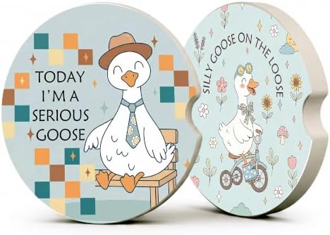 Funny Silly Goose Car Coasters, Boho Sarcastic Coquette Cup Holders by Unknown