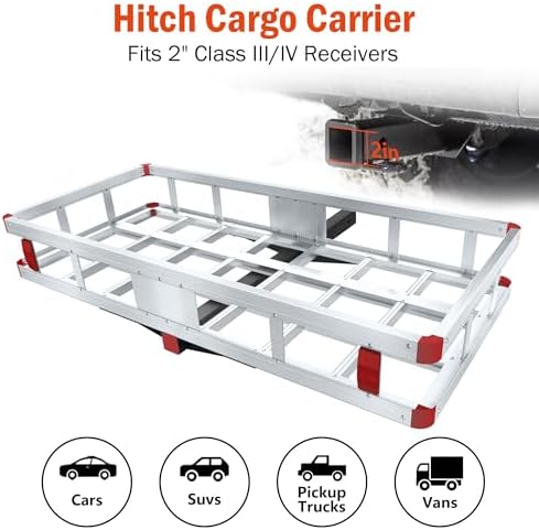 Aluminum Hitch Cargo Carrier, 49.21" x 22.36" x 7.09" Trailer Hitch Cargo - Image 2