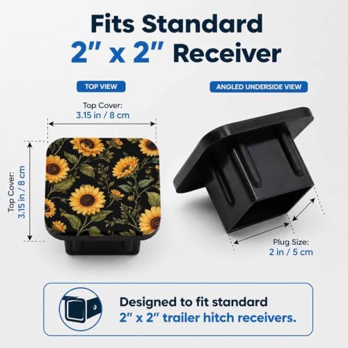 Sunflowers 2" Hitch Cover, Rubber Towing Hitch Covers Hitch Protector - Image 2