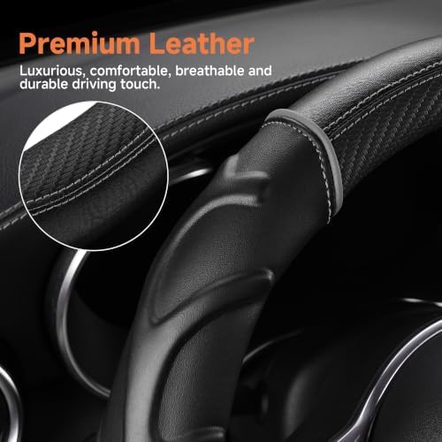 West Llama Carbon Fiber Leather Steering Wheel Cover - Image 5