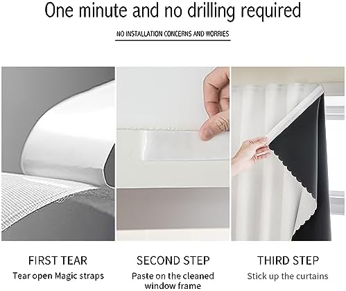 AJAZZ 100% Window Blinds Blackout Portable Black Out Curtains Adhesive Curtains - Image 3