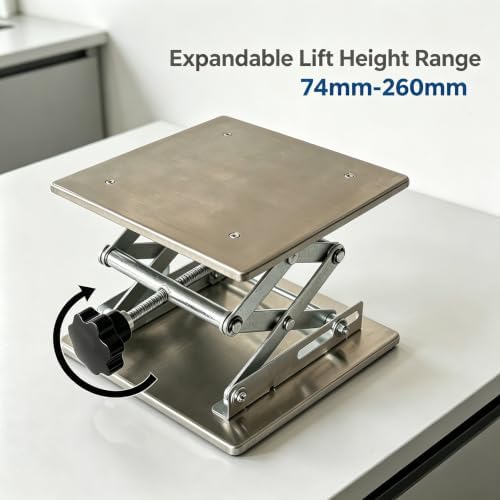 6"x6" Stainless Steel Lab Jack Mini Scissor Lift 22lbs Load Capacity - Image 3