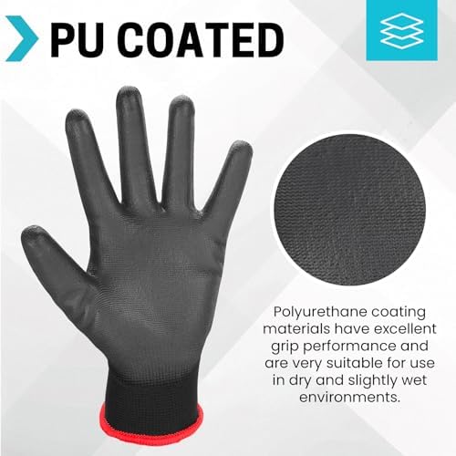 FURWEY Work Gloves, 16/32Pairs Nitrile, Seamless Nylon Knit - Image 3
