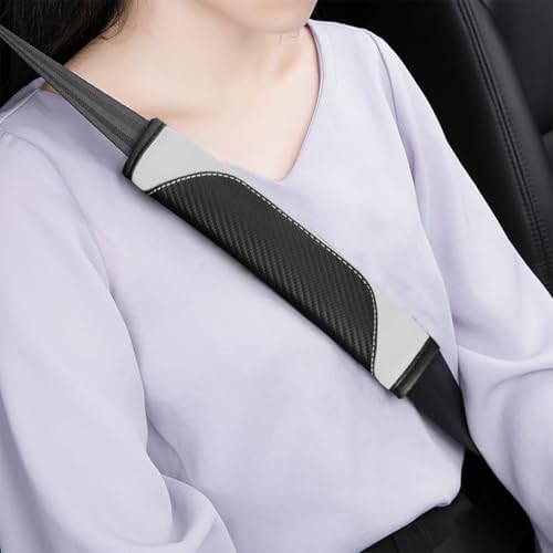 Osilly 2PCS Carbon Fiber Leather Seat Belt Shoulder Pads - Image 5