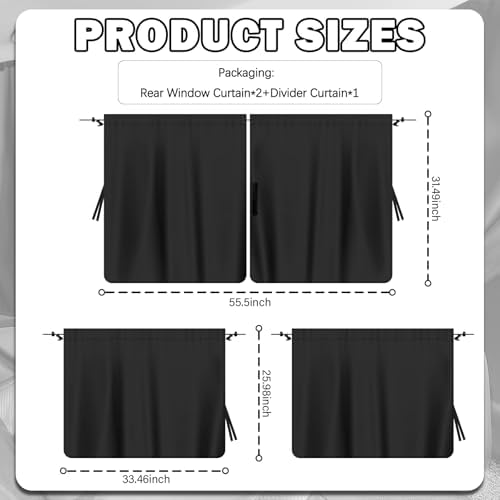 3PCS Car Privacy Curtains, Portable Cars Windows Curtains - Image 2