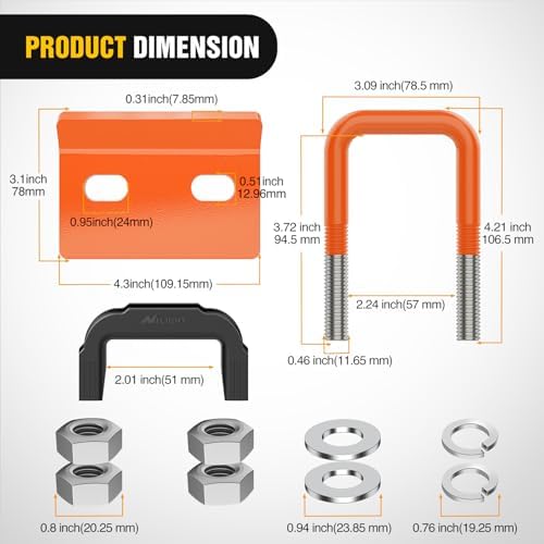Nilight Trailer Hitch Tightener Anti-Rattle Orange U-Bolt - Image 2