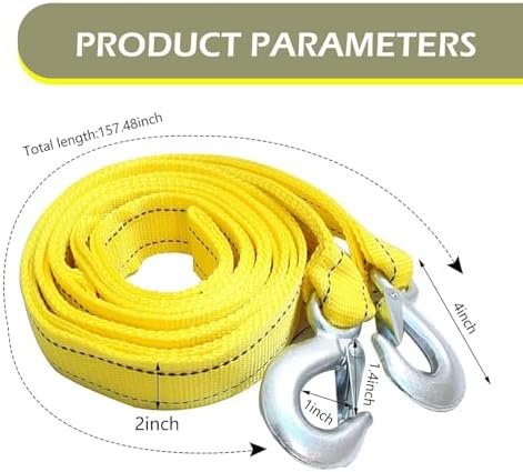 Car Tow Strap with Hooks, 20Ft Nylon Emergency Recovery Towing Strap, 30000 lbs - Image 2