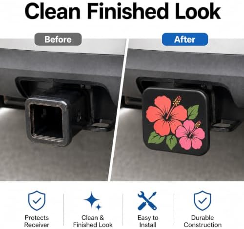 Hibiscus Flower Trailer Hitch Cover, 2 Inch Rubber Receiver Plug - Image 3