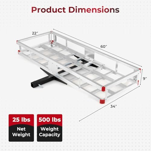 Aluminum Cargo Carrier, Hitch Mount Luggage Basket - Image 7