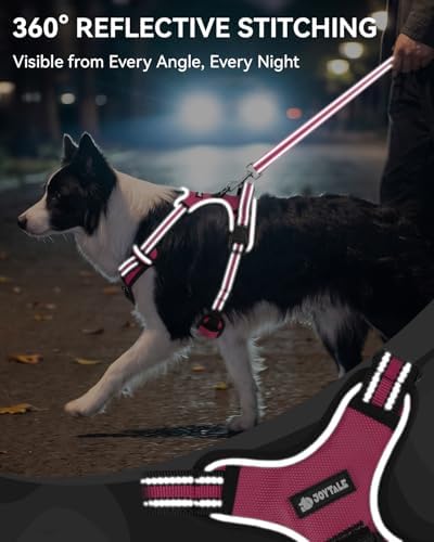 Joytale No Pull Dog Harness & Seat Belt, Easy On 3-Buckle, Hot Pink - Image 6