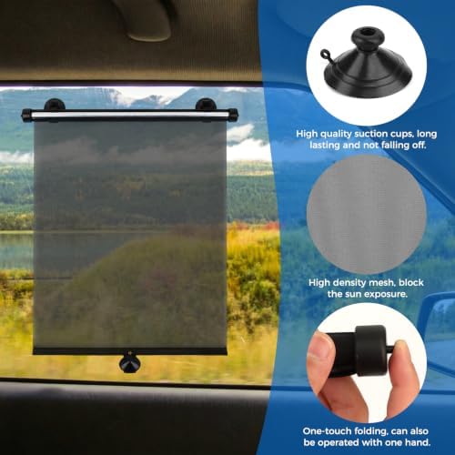 2 Pack Manual Retractable Car Side Window Sun Shade, 15.7" x 17.7" Roller - Image 5