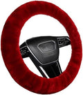 Red Fuzzy Sheepskin Car Steering Wheel Cover by OGLAND