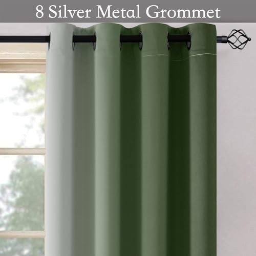 SimpleHome Ombre Curtains Sage Green to Grey White - Image 5