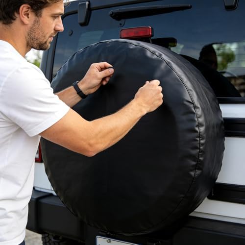Black Spare Tire Cover XL for Overall Wheel Diameter 30-32 Inch - Image 5
