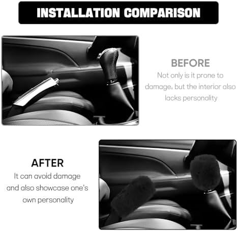 Hovom 2PCS Fluffy Car Gear Shift Knob Cover & Handbrake Cover - Image 6
