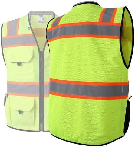 JKSafety Hi-Vis Unisex Surveyor Safety Vest Heavy Duty PPE Inner Pockets - Image 7