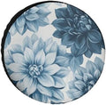 Camper Spare Tire Cover Blue and Grey Dahlia Flower Wheel Protectors by HighonHi