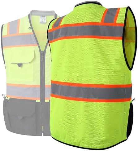JKSafety Hi-Vis Unisex Surveyor Safety Vest Heavy Duty PPE Inner Pockets - Image 7