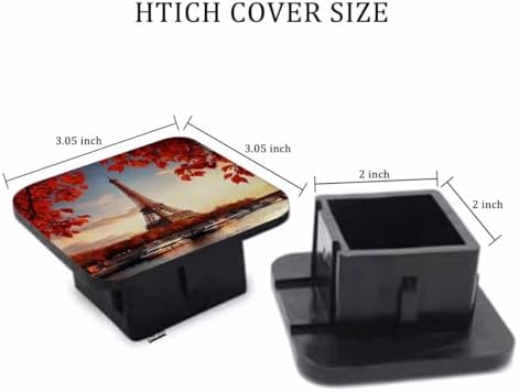 2" Receiver Hitch Cover Eiffel Tower, Paris Autumn Maple Leaves Eiffel Tower - Image 2